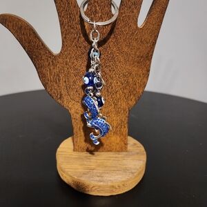 Blue Dolphin And Evil Eye Bag Charm